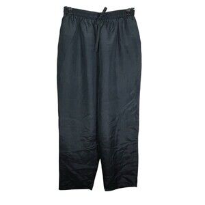 Women's Pants 100%  Silk Black Straight  Leg Lounge Pull On Lined‎ High Waist
